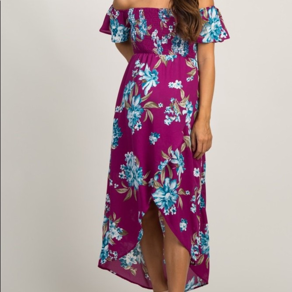*SOLD* Purple Floral Off Shoulder Maternity Dress
